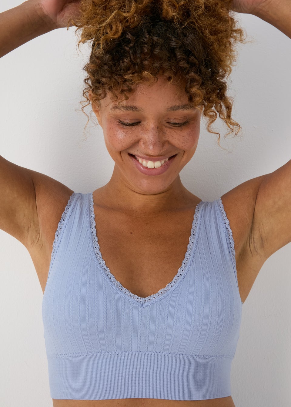 2 Pack Blue Seamless Padded Crop Bra