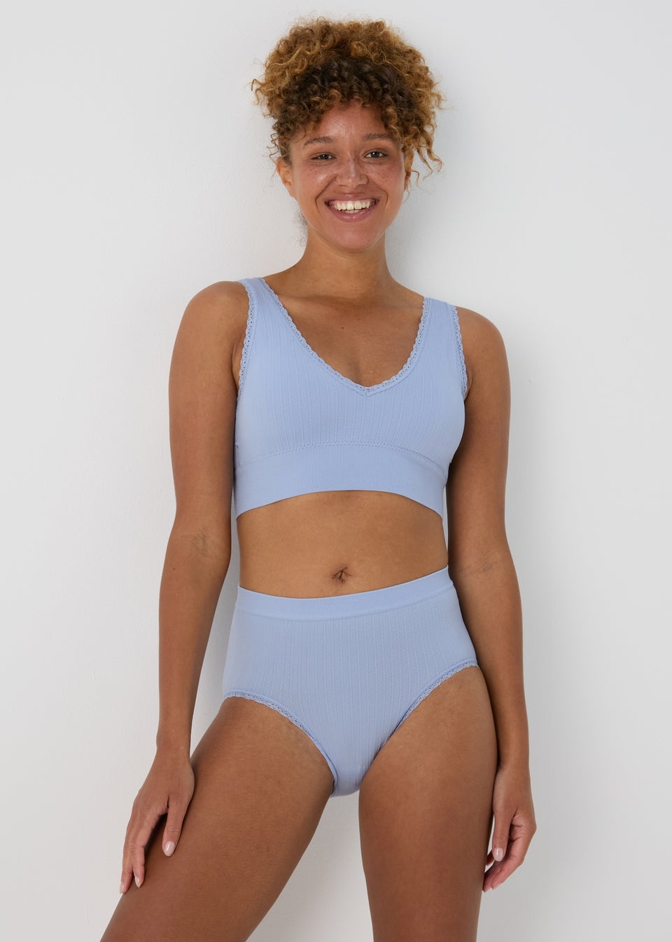 2 Pack Blue Seamless Padded Crop Bra