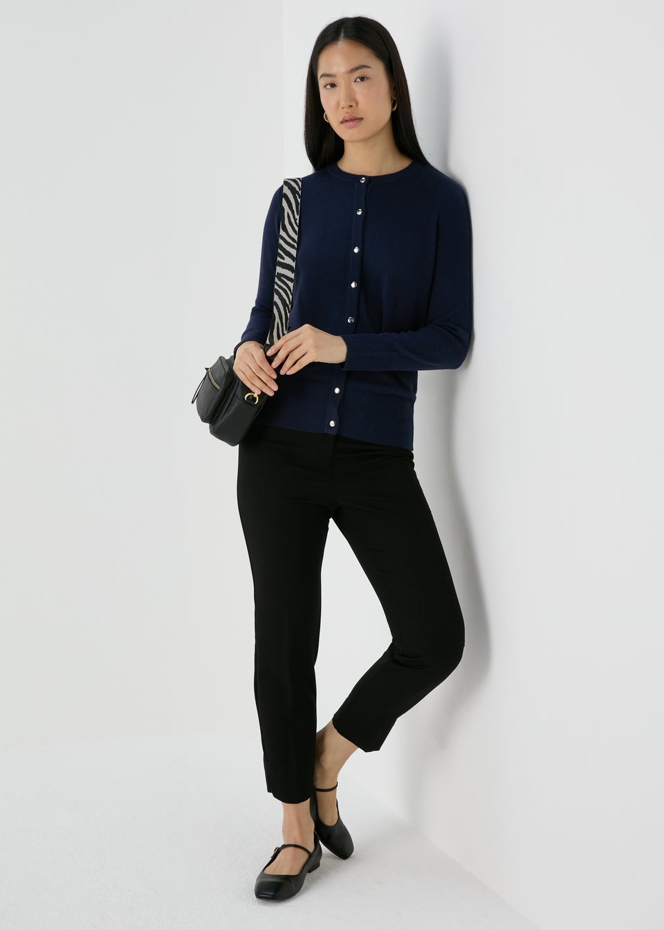 Navy Button Up Cardigan