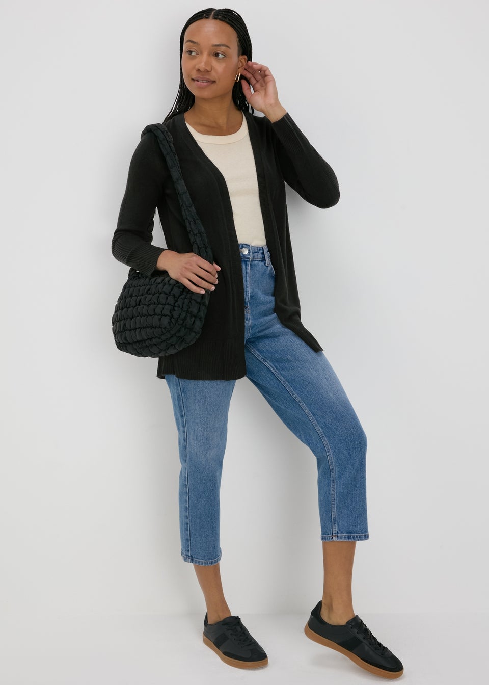 Black Ribbed Cardigan