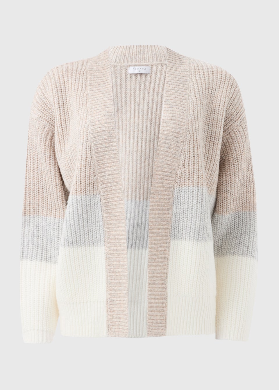 Beige Block Knitted Cardigan