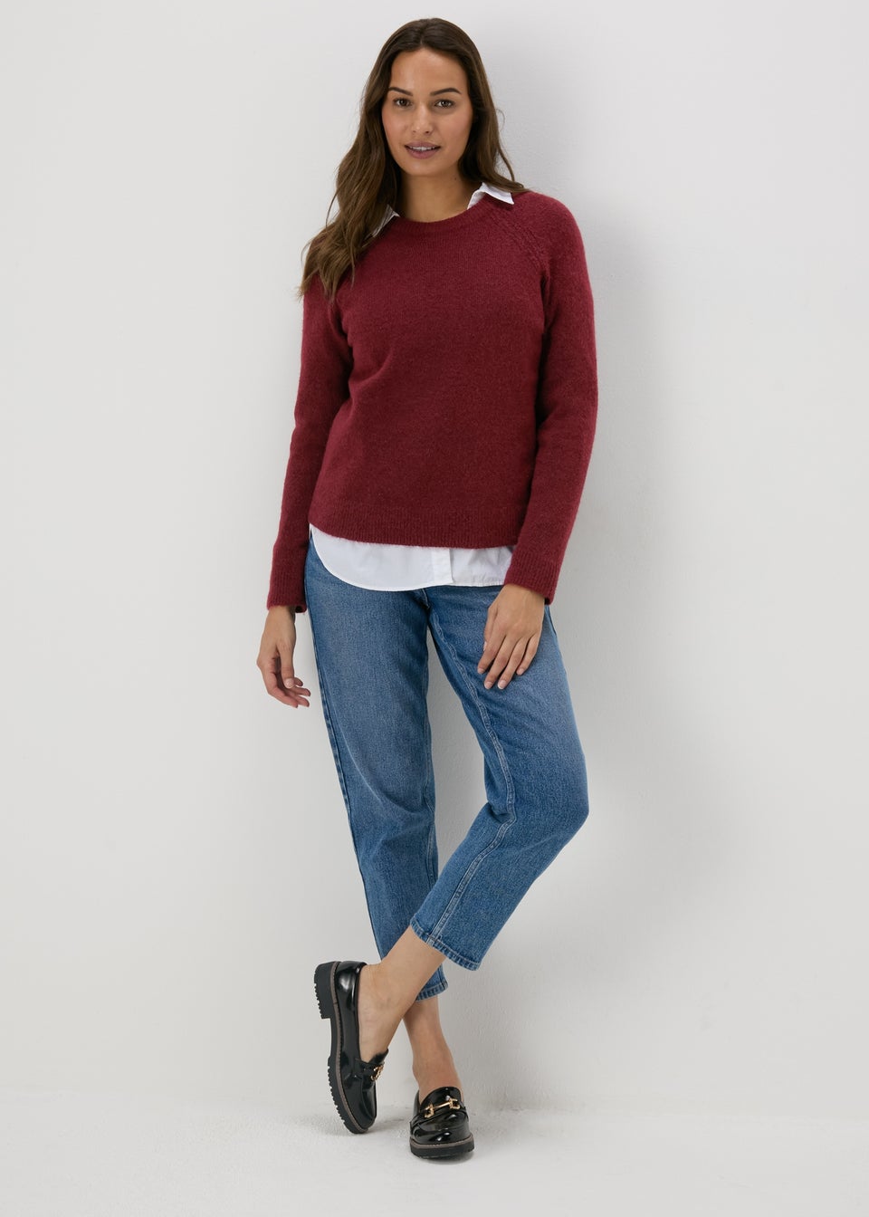 Burgundy Ribbed Jumper Matalan