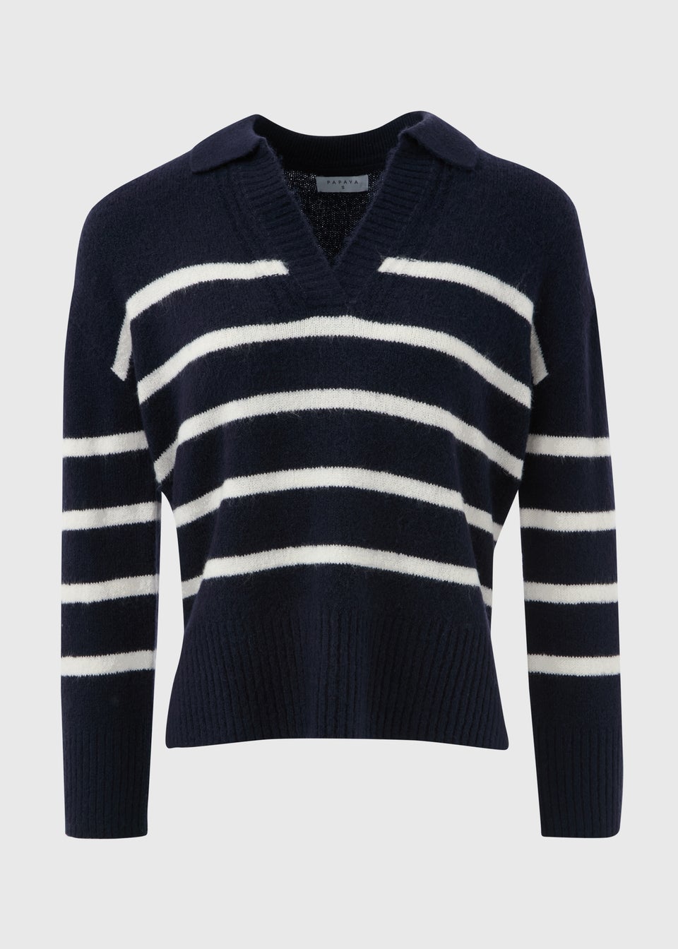 Navy Stripe V-Neck Jumper