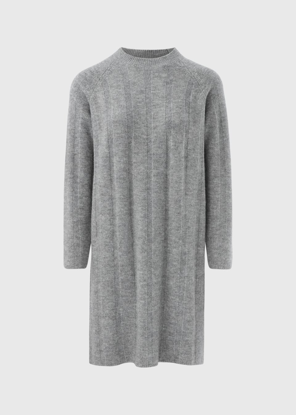 Grey Ribbed Knit Mini Dress