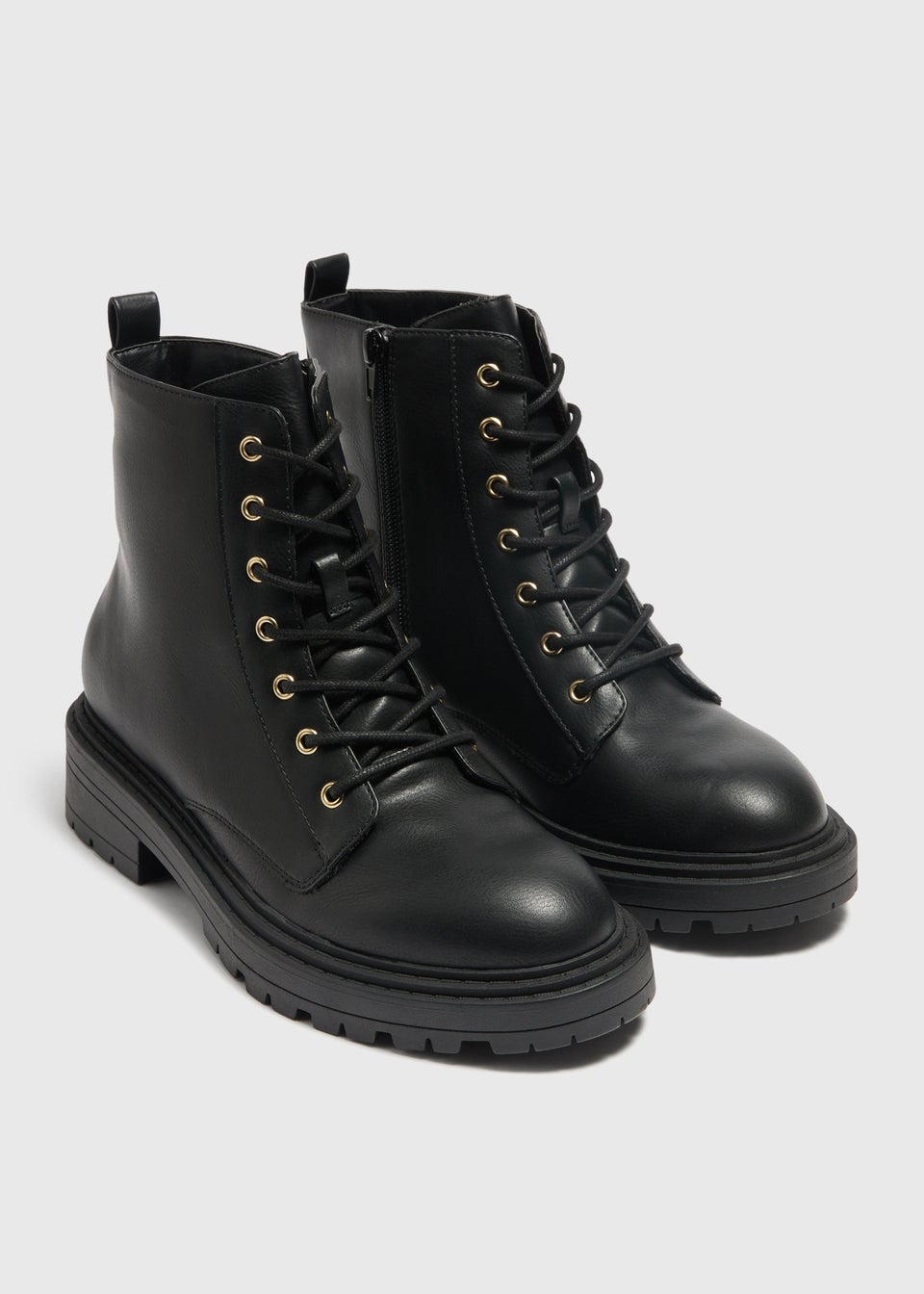 Black flat lace up boots online