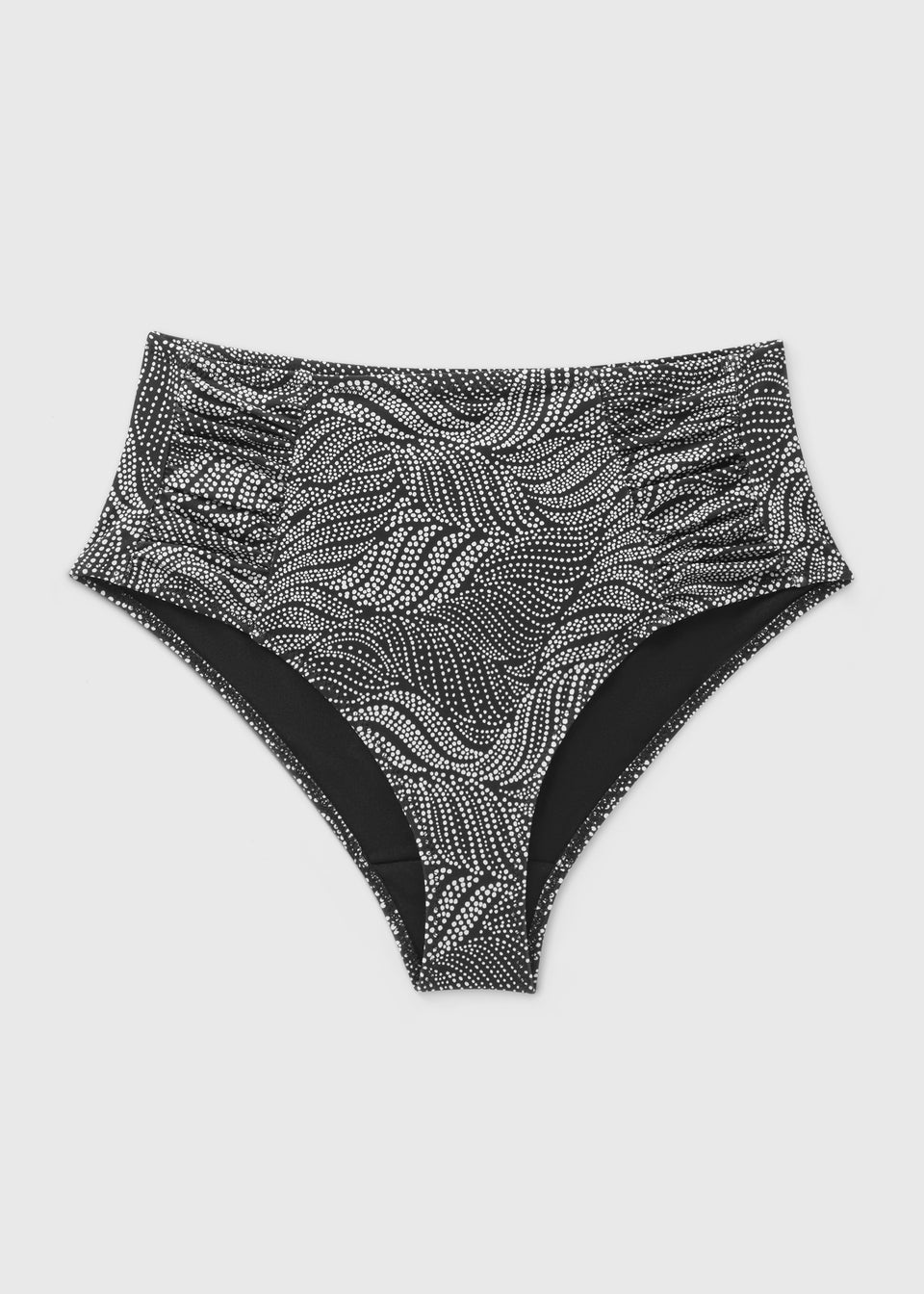 Black Leaf Print High Waisted Bikini Bottoms