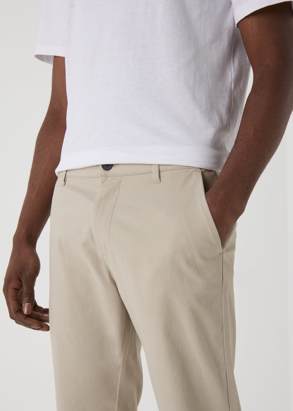 Stone Straight Fit Stretch Chinos - Matalan