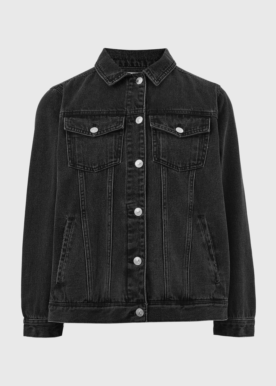 Black denim jacket with belt cheap