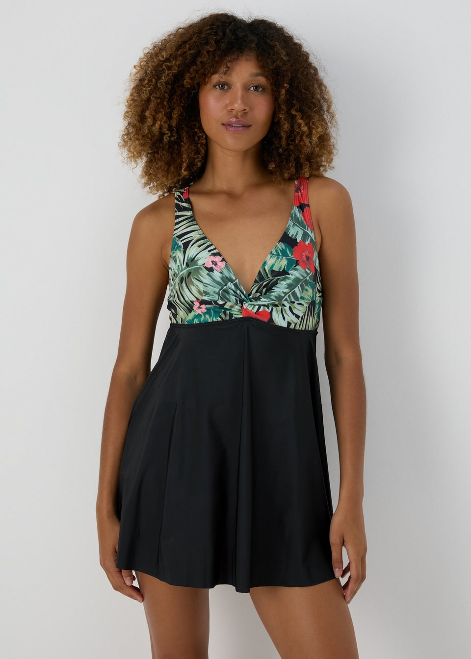 Black Floral Swimdress Matalan
