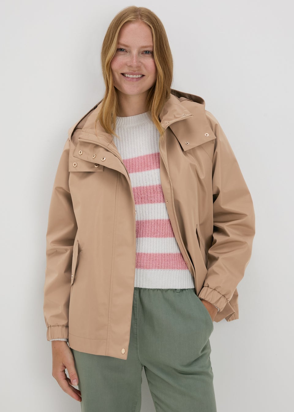 Beige Mid Length Mac Coat