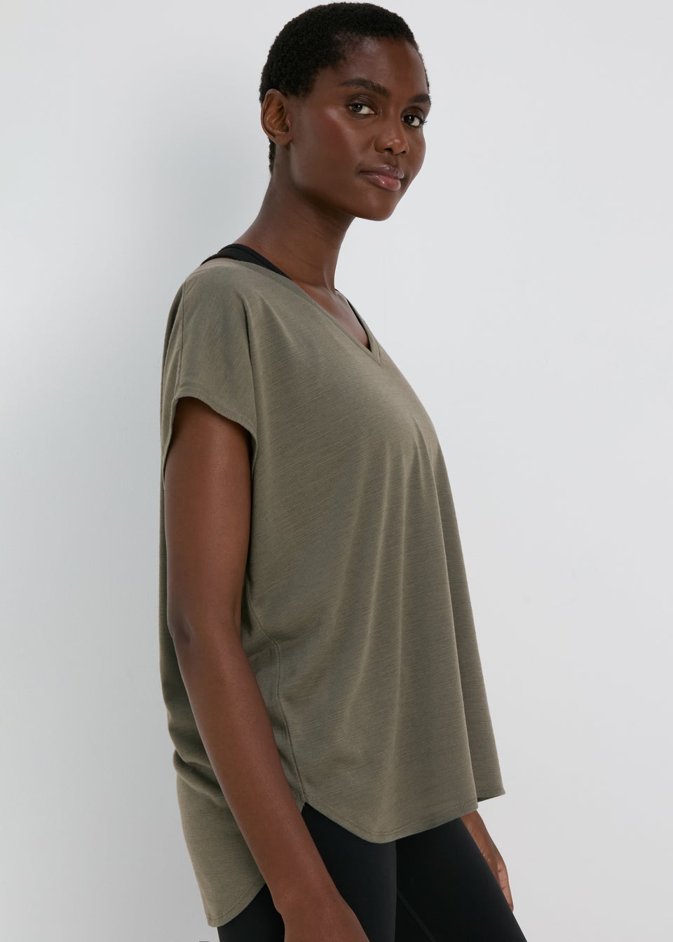 Souluxe Khaki V Neck T-Shirt