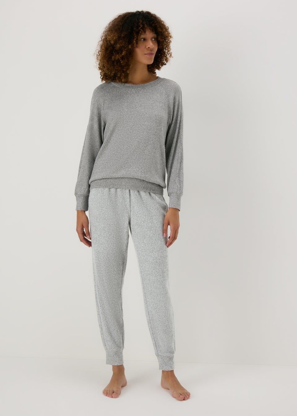 Grey Soft Ribbed Pyjama Bottoms Matalan