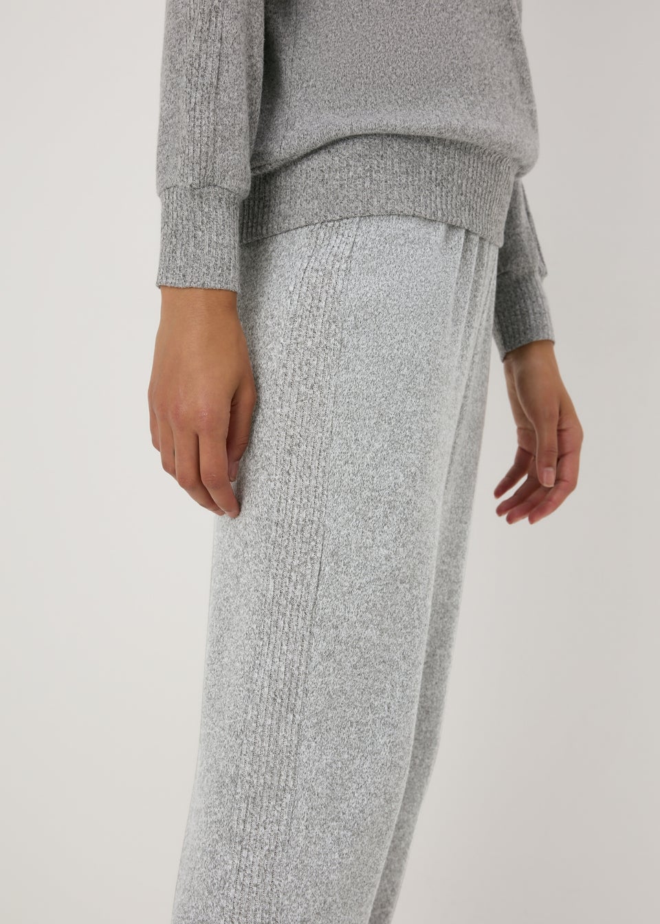 Grey Soft Ribbed Pyjama Bottoms