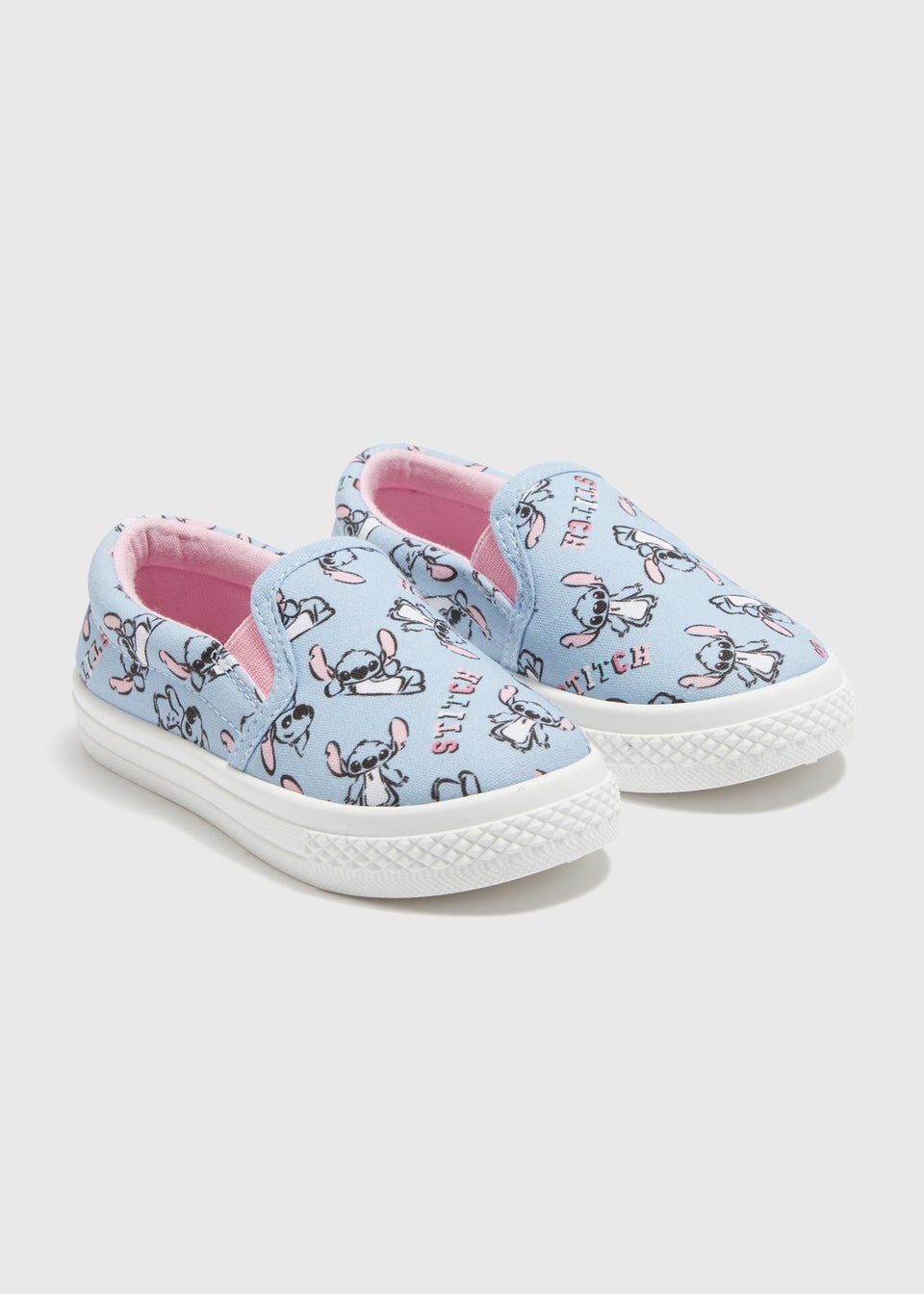 Disney Kids Blue Stitch Slip On Shoes Younger 4 12