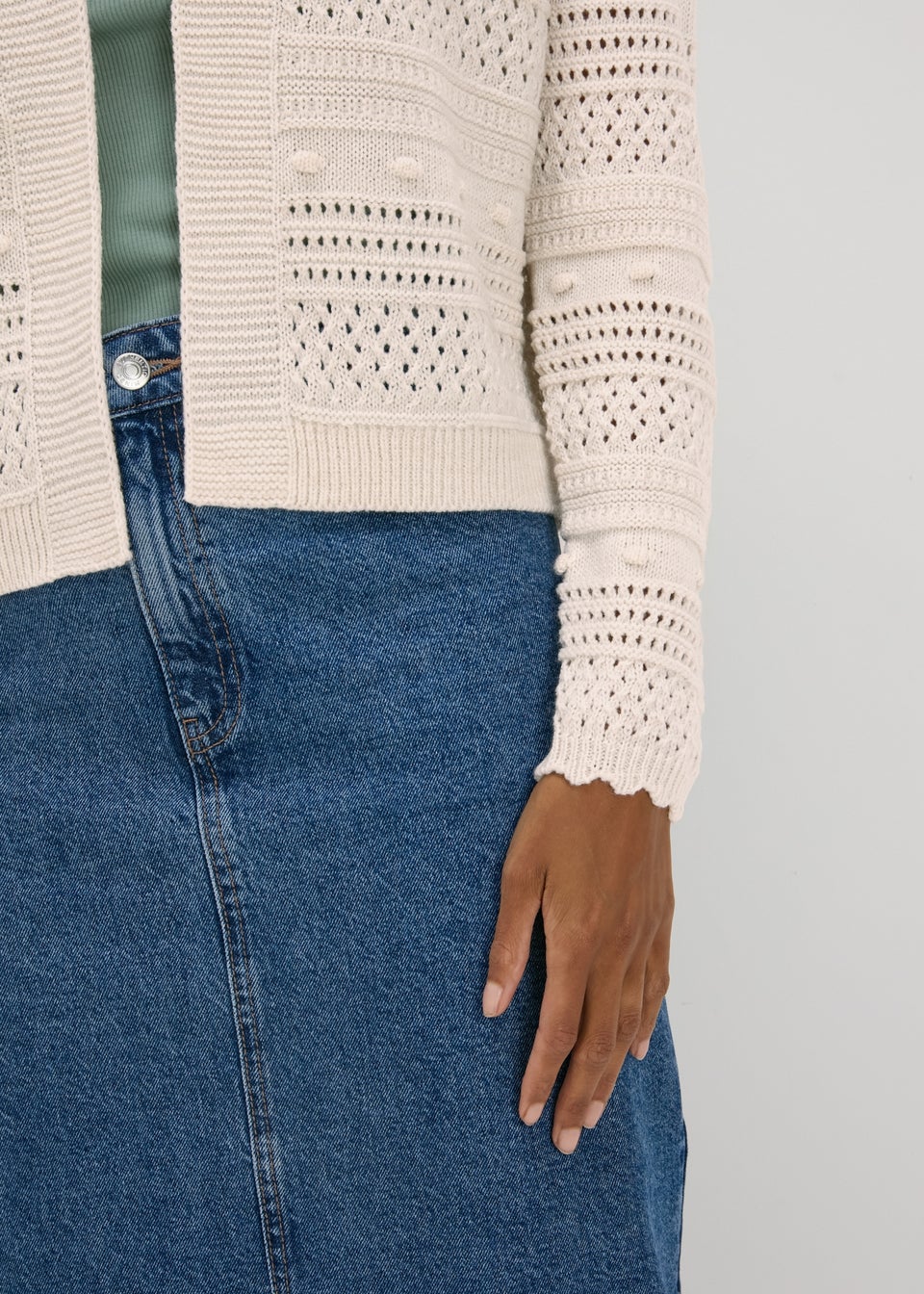 Cream Stitch Knit Cardigan