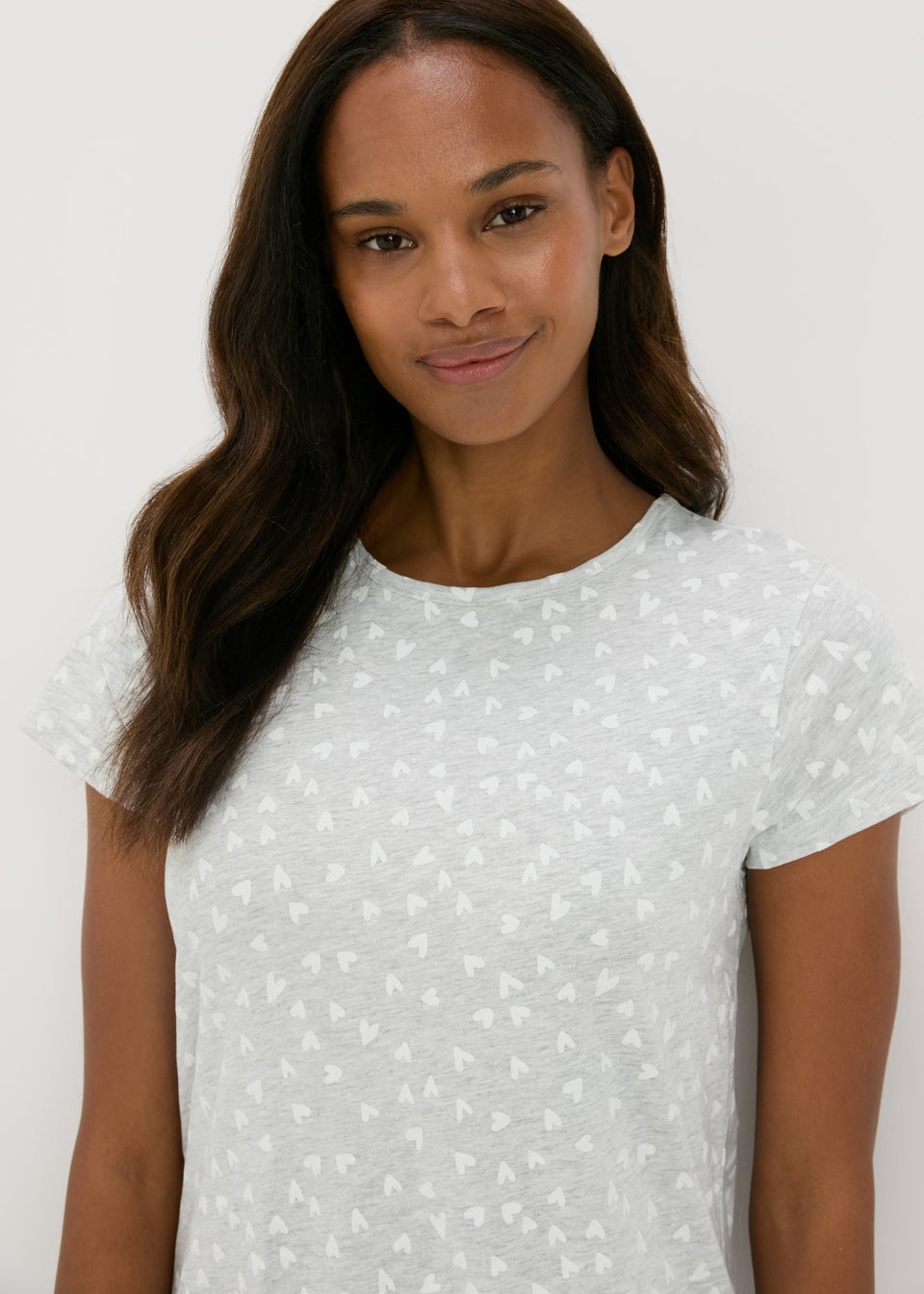 Grey Heart Print Nightie Matalan