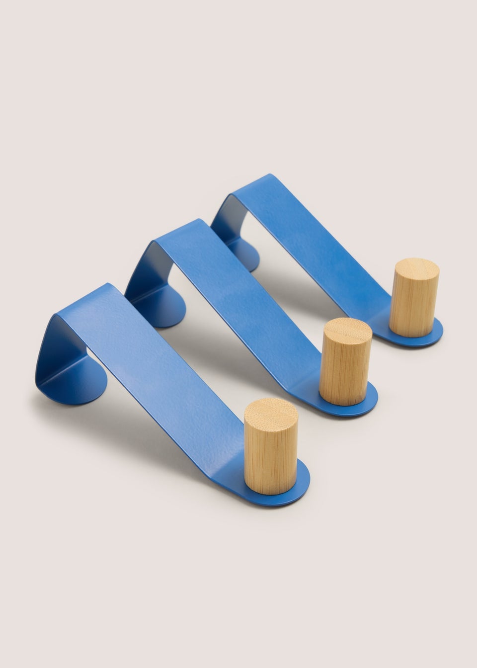 3 Pack Blue Metal & Wood Hooks (13cmx7cm)