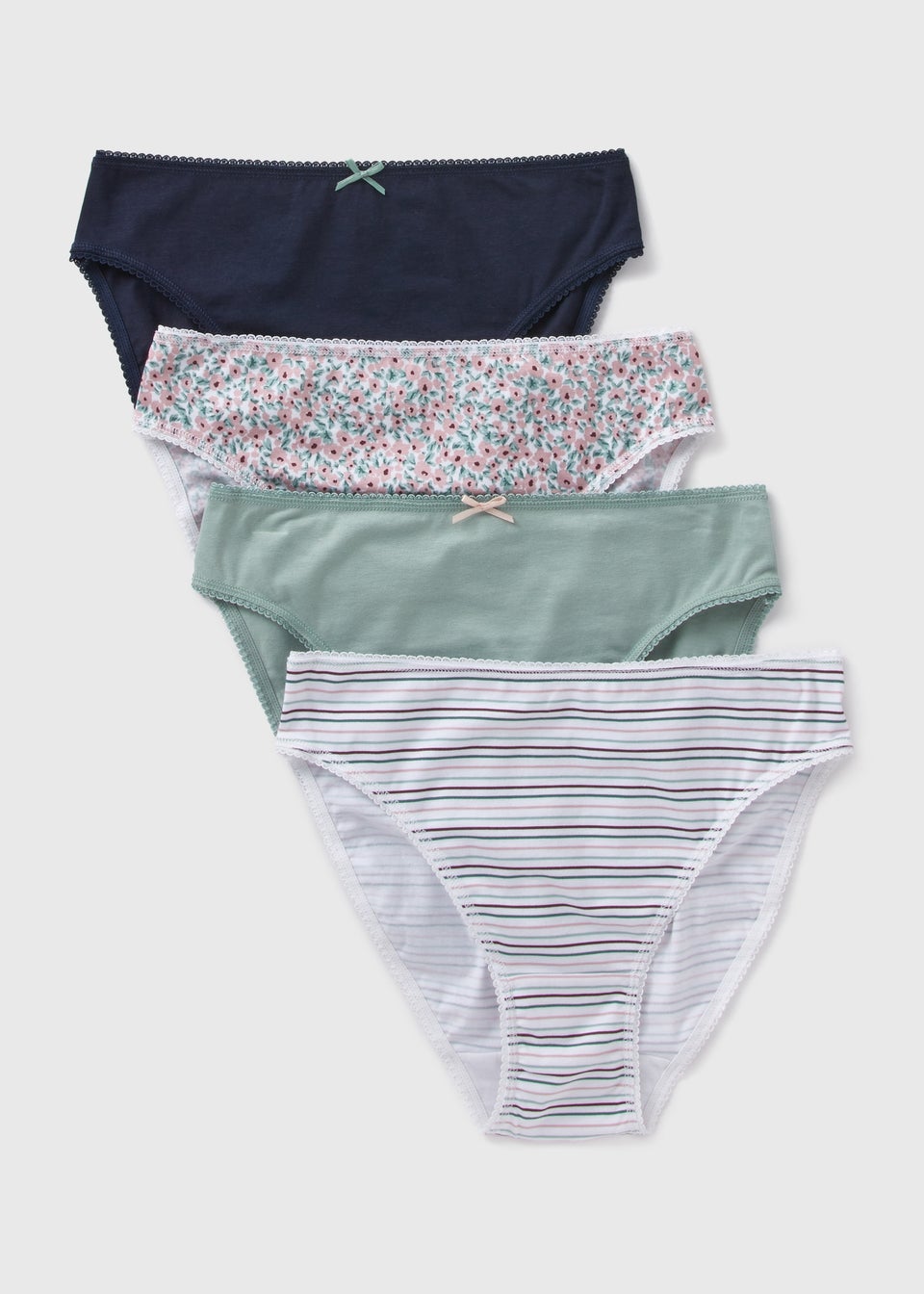 4 Pack Green Print High Leg Knickers Matalan