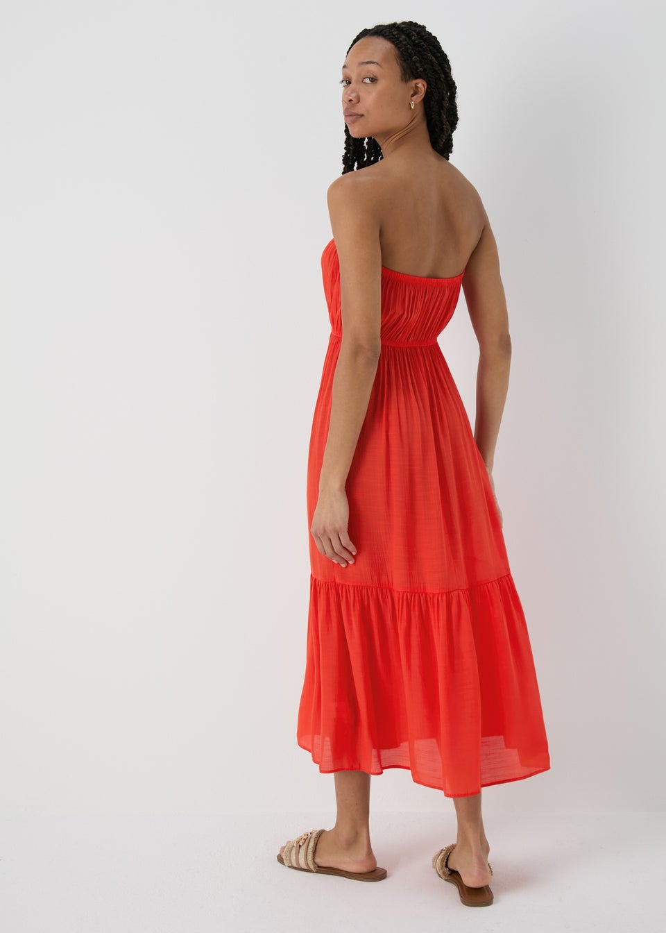 Red Bandeau Maxi Dress