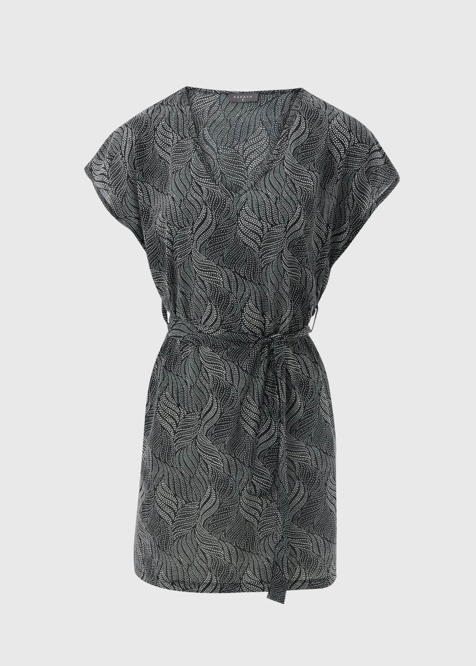 Black Spot Leaf Print Jersey Kaftan