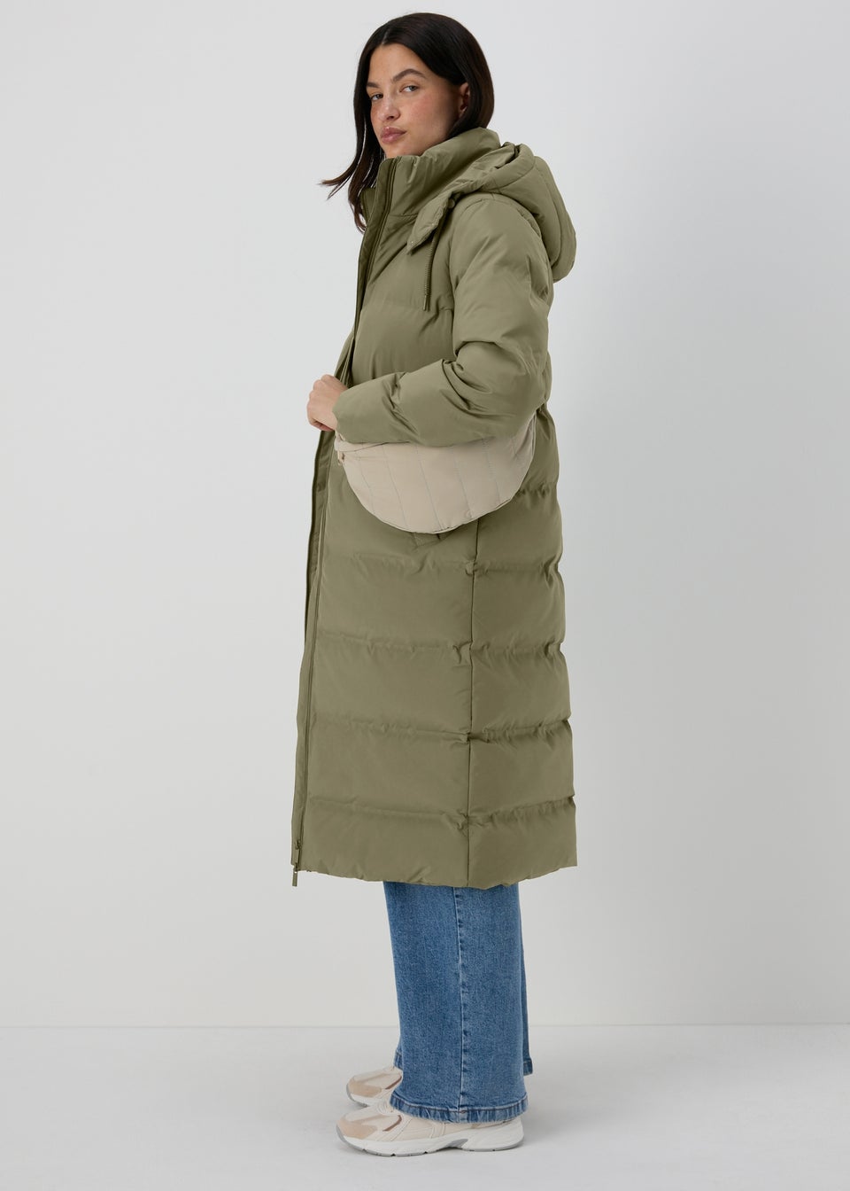 Khaki Long Padded Coat Matalan