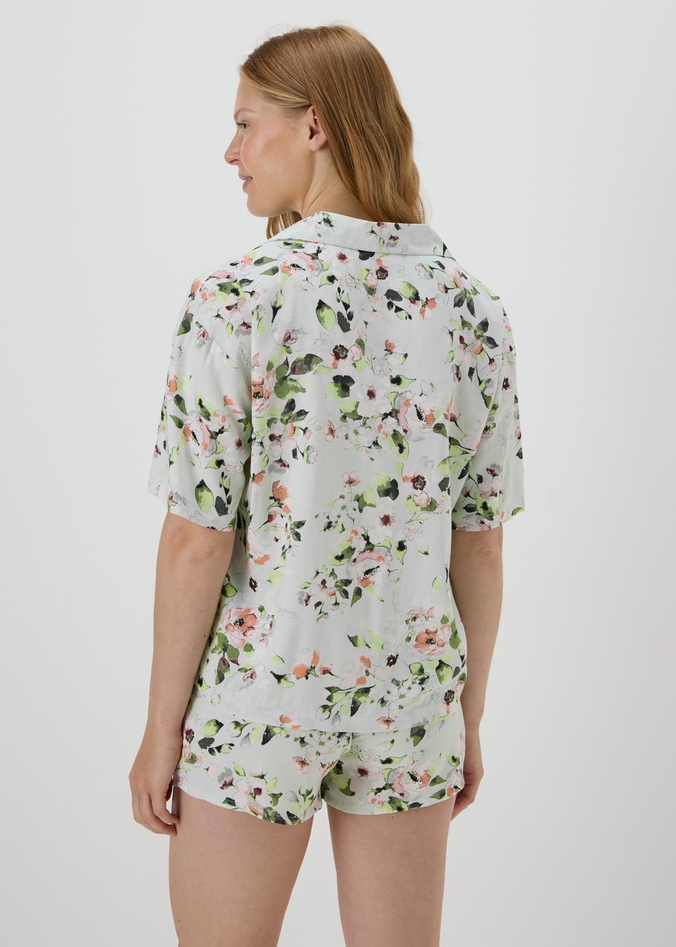 Green Floral Top & Shorts Pyjama Set