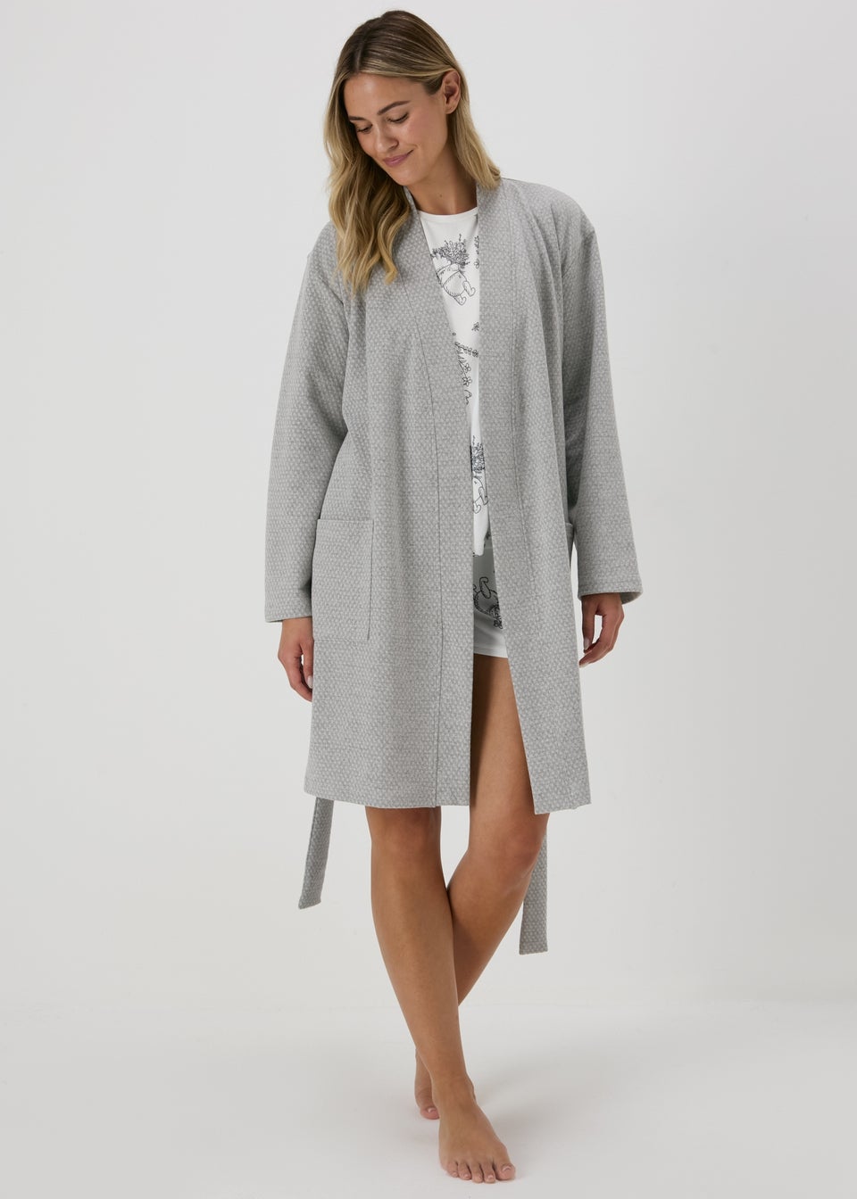 Grey Waffle Dressing Gown Matalan
