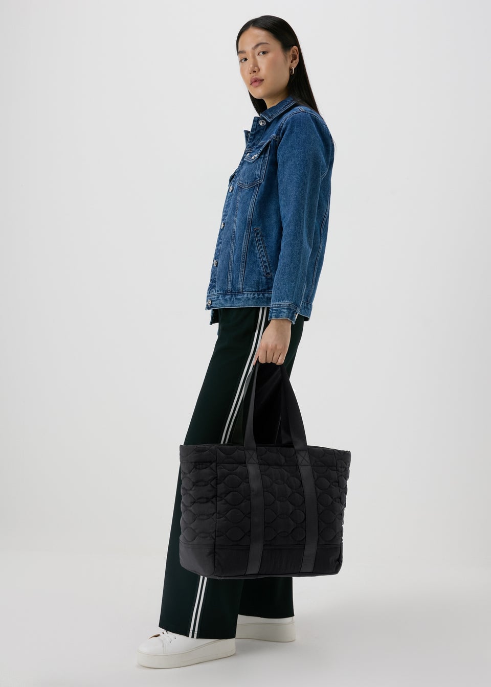 Black Quilted Tote Bag Matalan