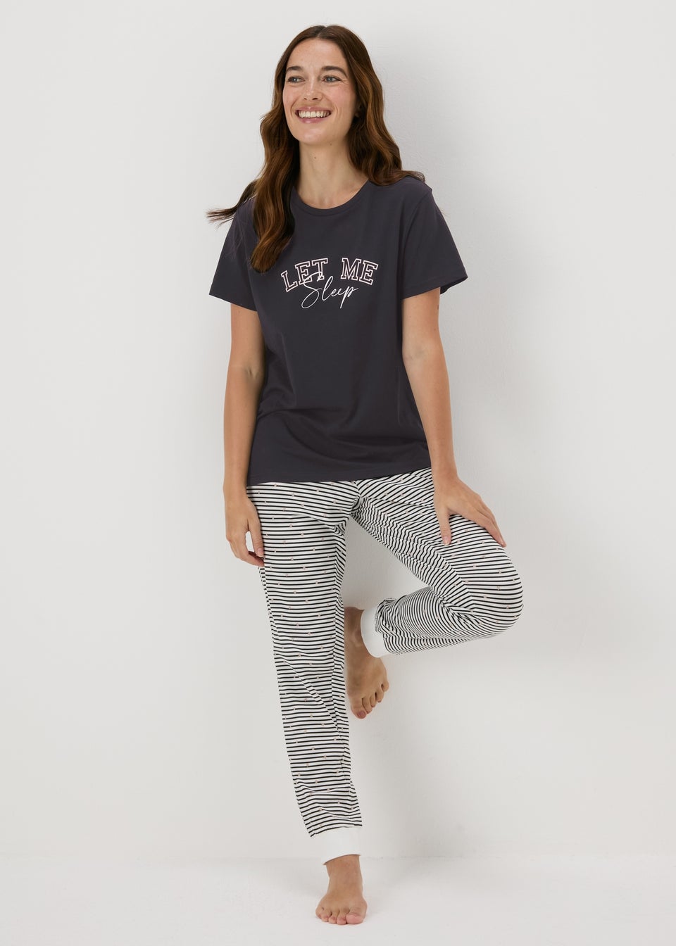 Charcoal Let Me Sleep Pyjama Set Matalan