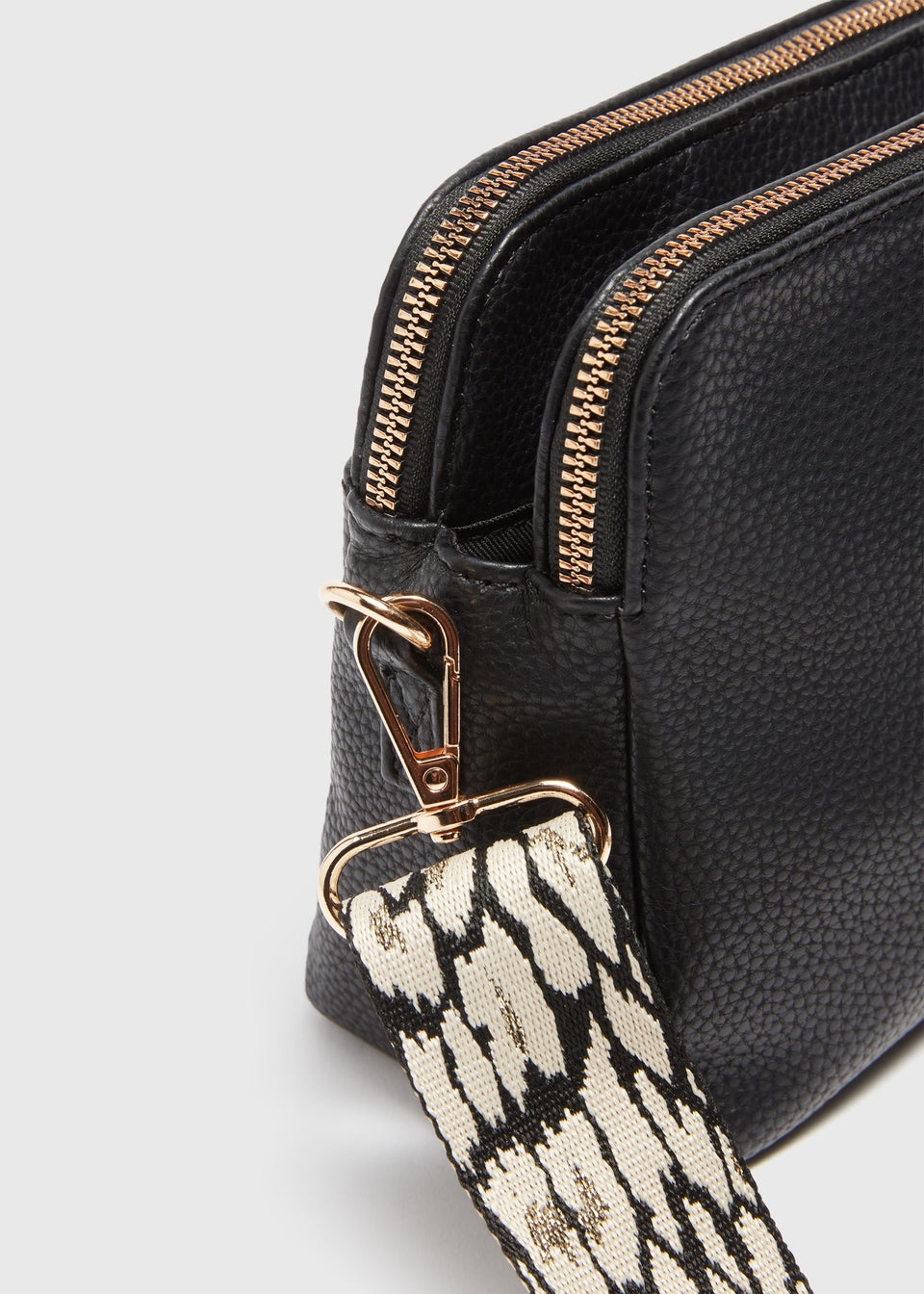 Black Faux Leather Cross Body Bag