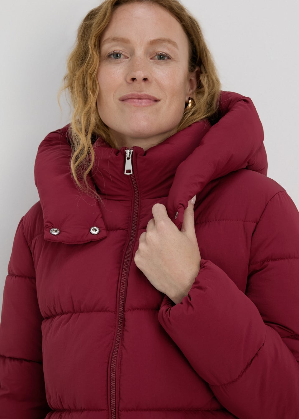 Burgundy padded coat clearance