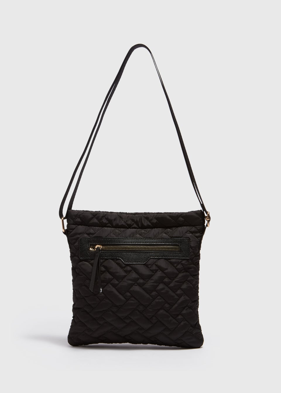 Black Nylon Textured Crossbody Messenger Bag Matalan