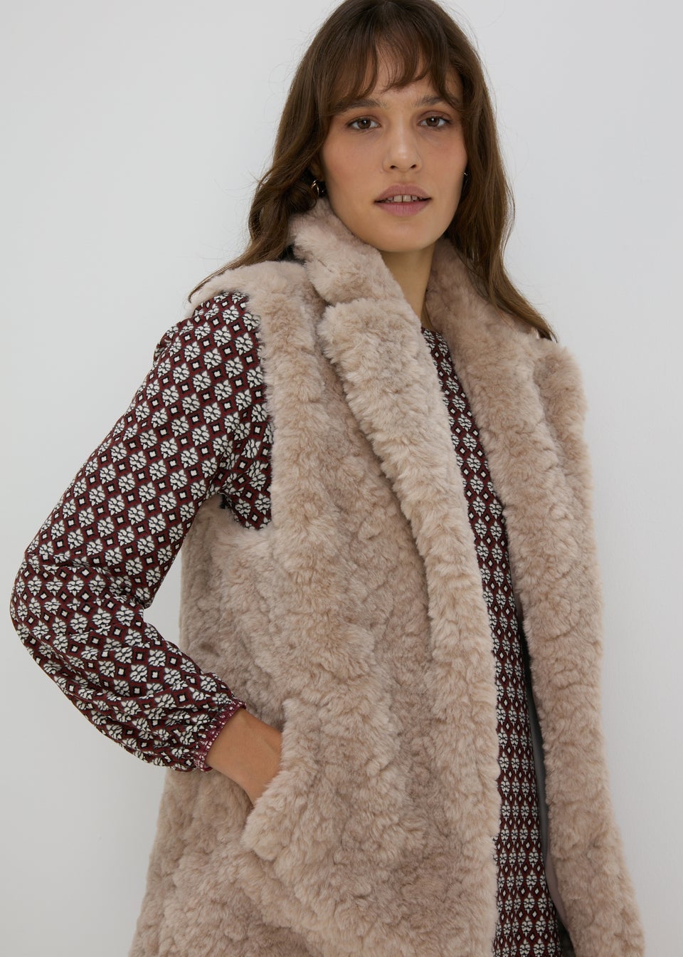Beige Fur Gilet Matalan