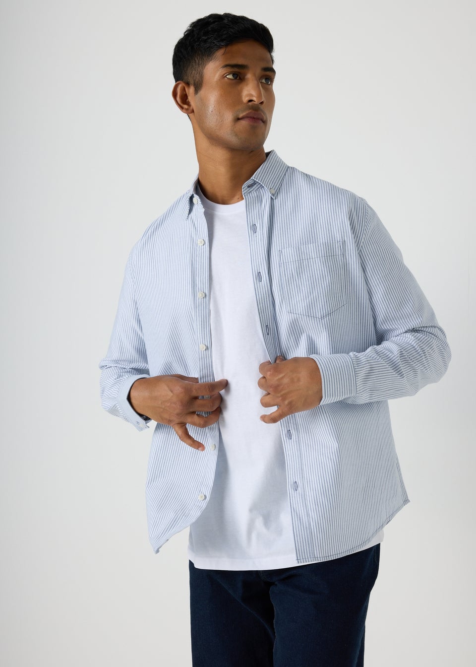 Blue Striped Oxford Shirt