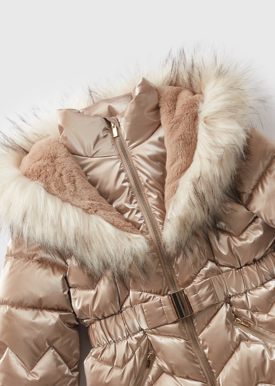 Girls Showerproof Gold Padded Coat 7 15yrs Matalan
