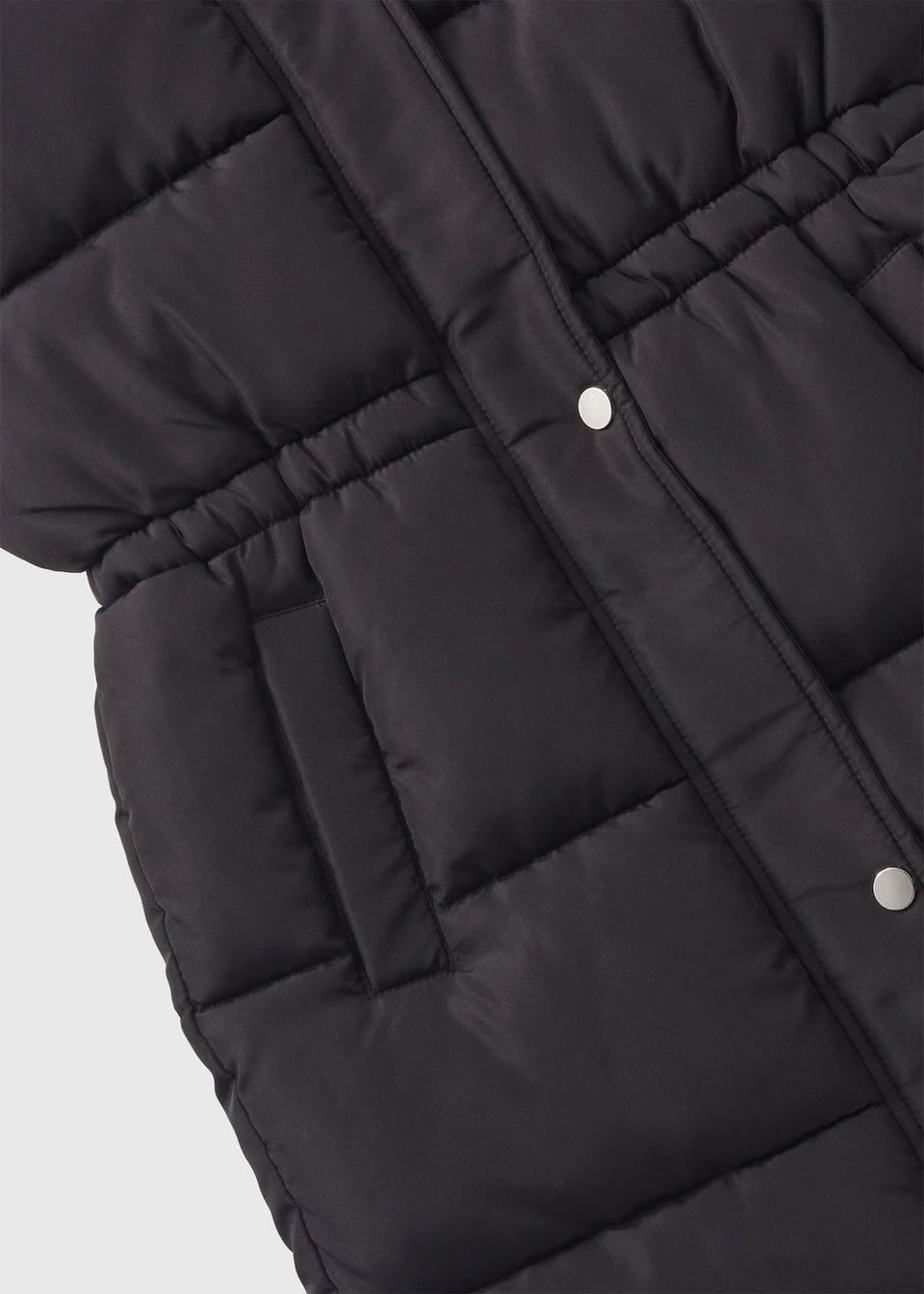 Girls Black Longline Padded Gilet (7-15yrs)