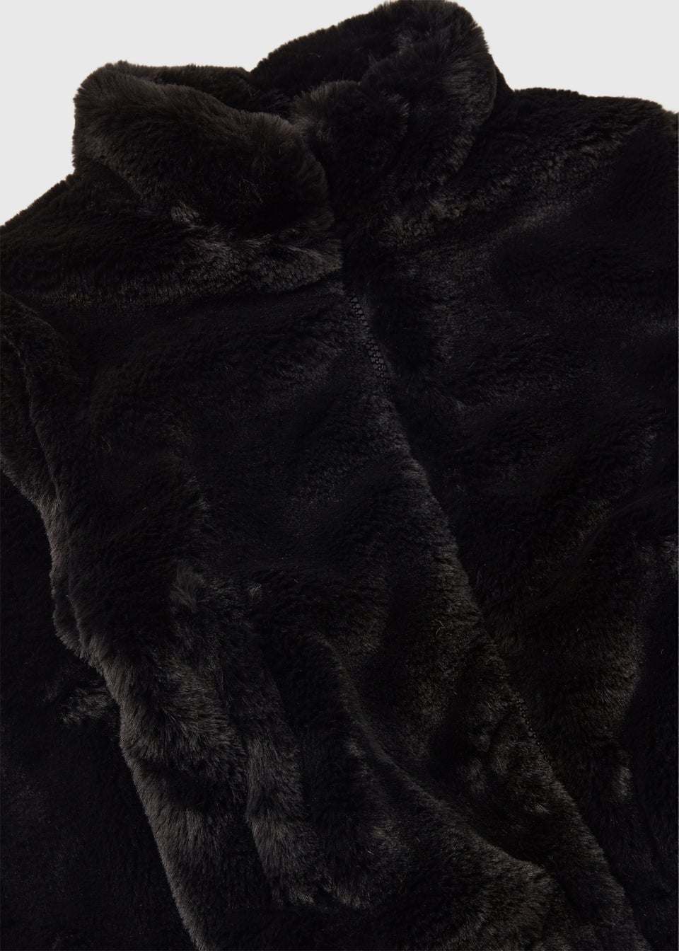 Girls Black Faux Fur Bomber Jacket (7-15yrs)