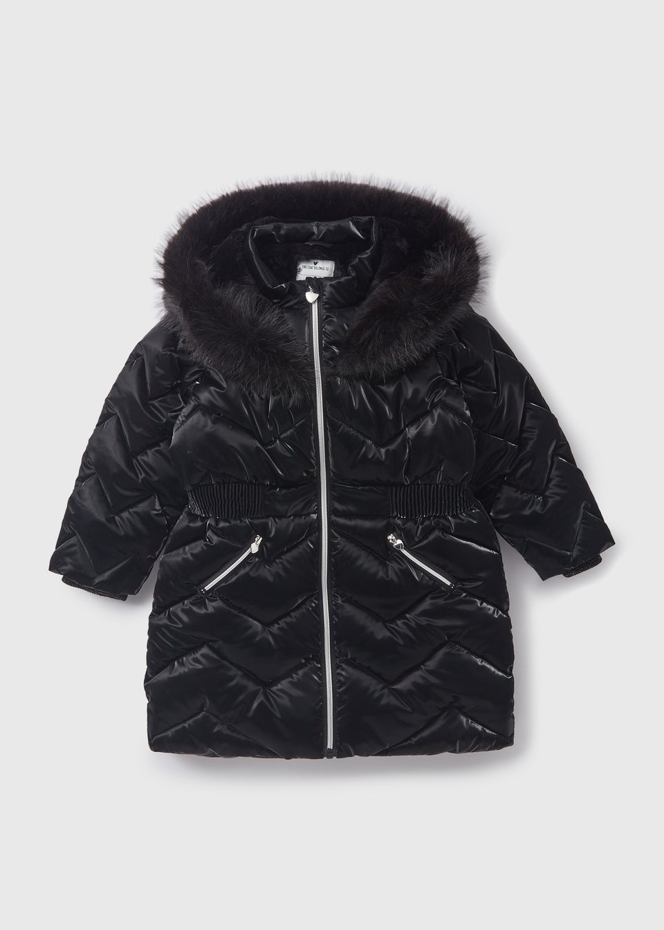 Girls Black Showerproof Quilted Coat 1 7yrs Matalan