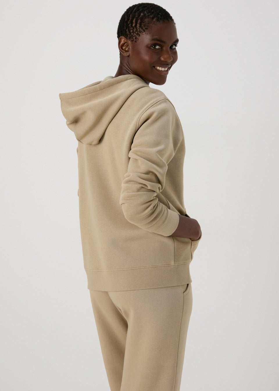 Beige Zip Up Hoodie