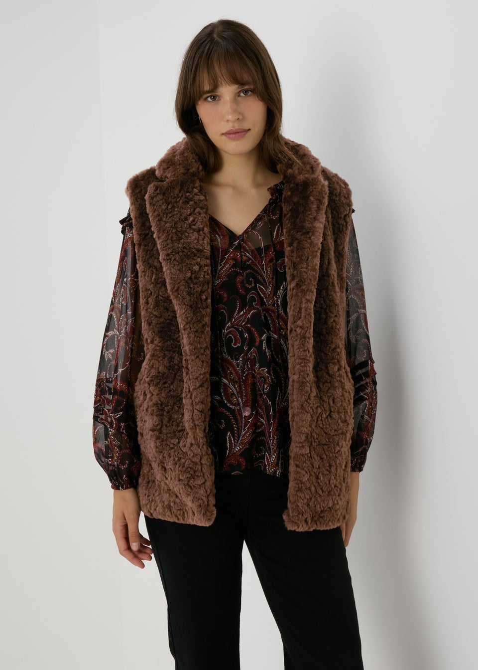 Black fur gilet matalan clearance