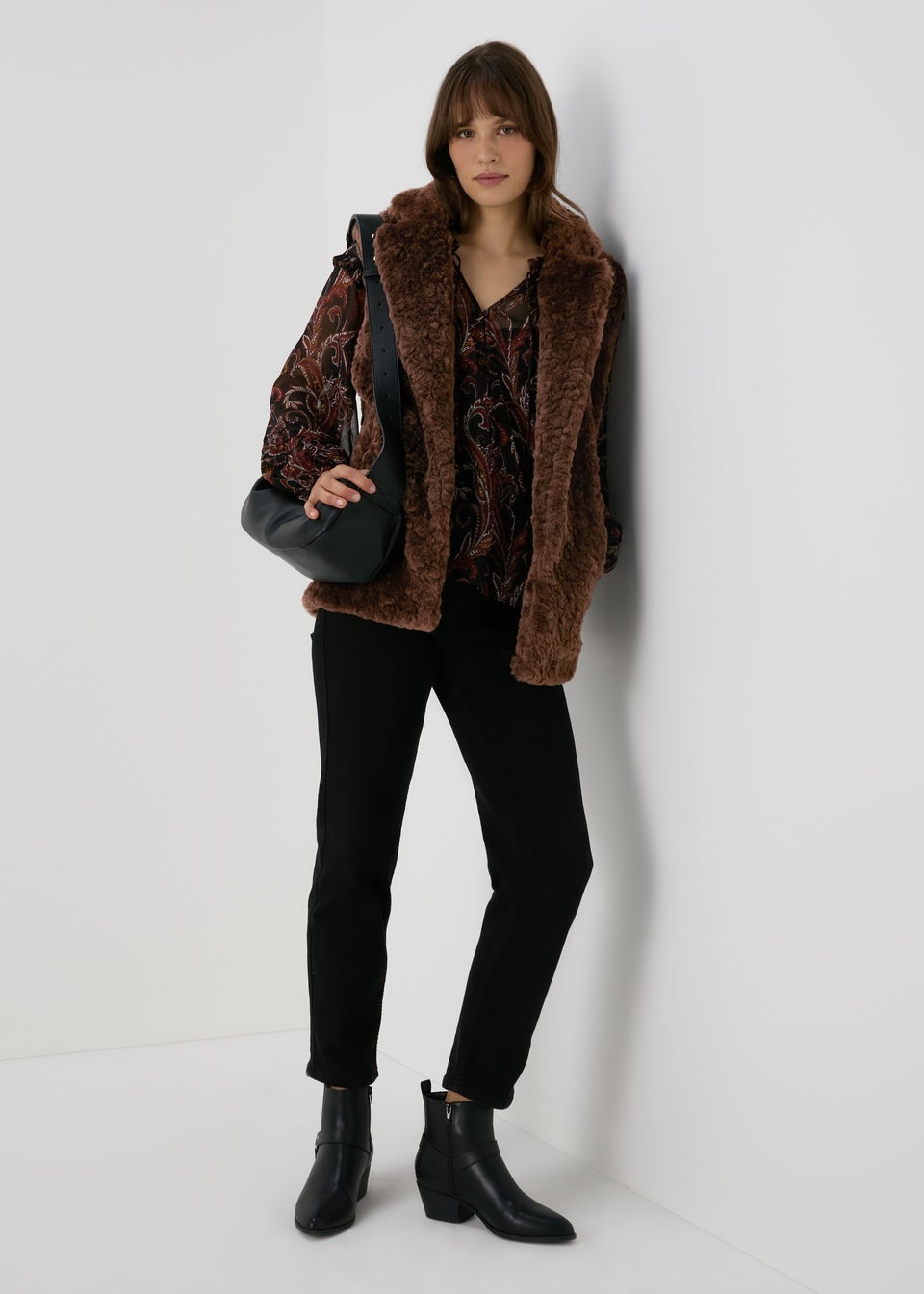 Matalan black fur gilet clearance