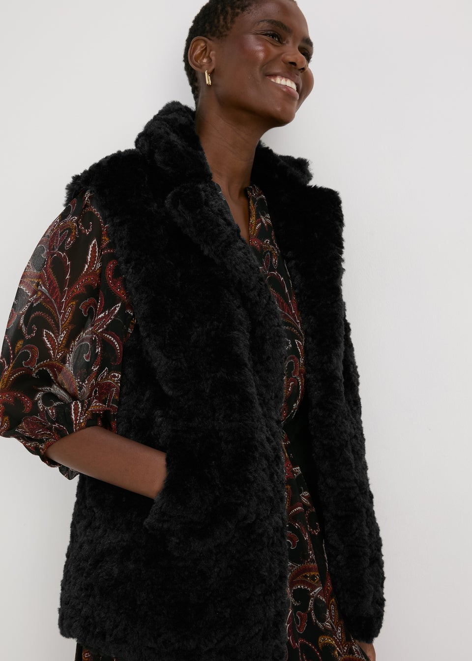 Black fur gilet size 18 clearance