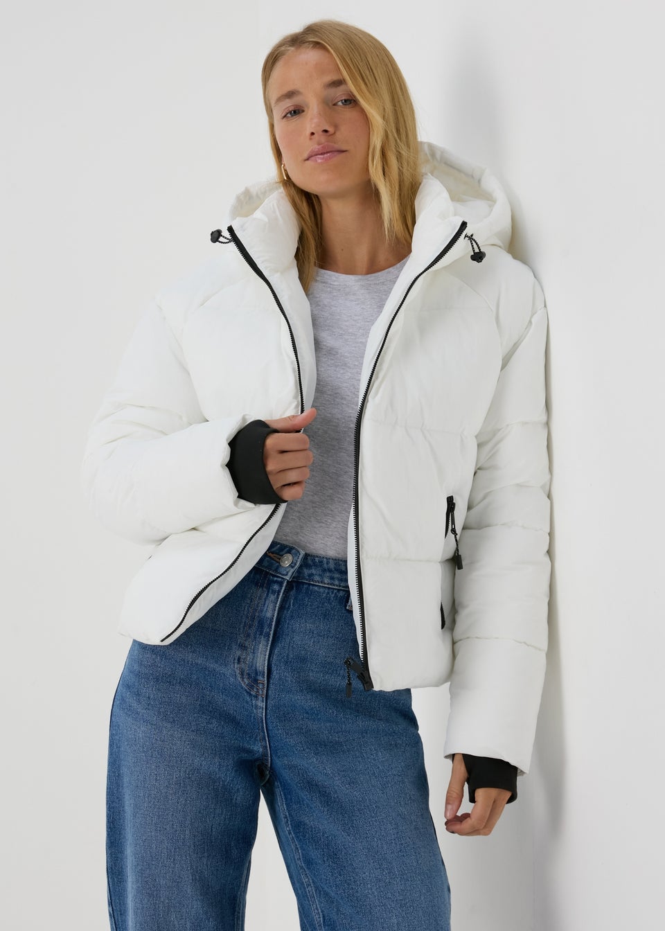 White Padded Short Coat Matalan