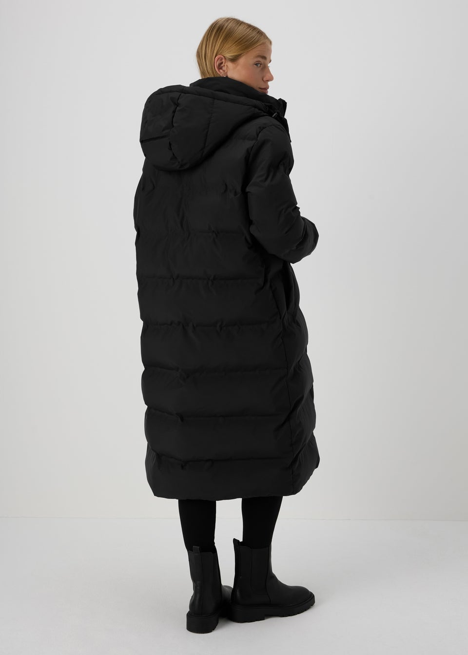 Long black padded coats discount