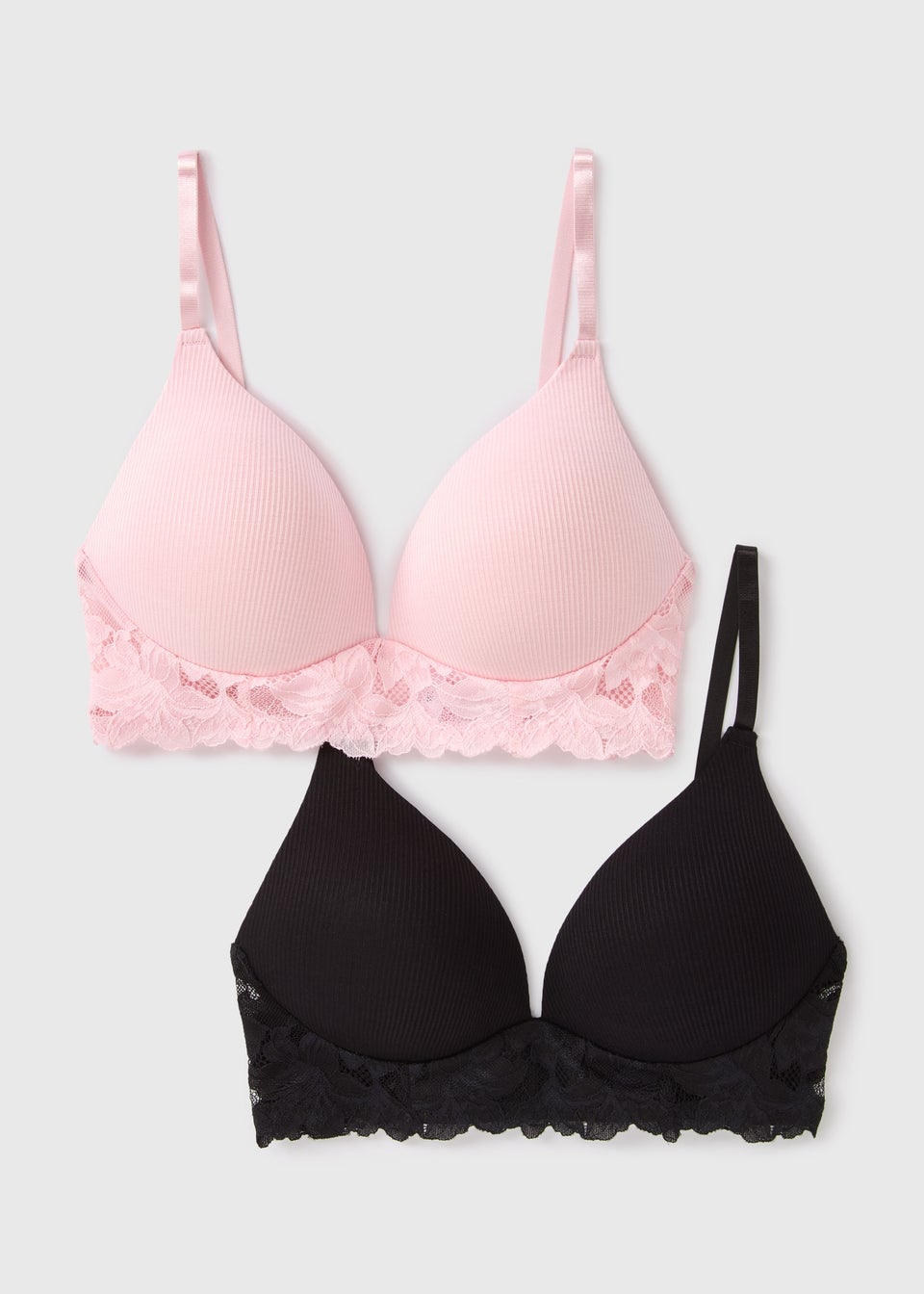 Pink And Black Plunge Bra