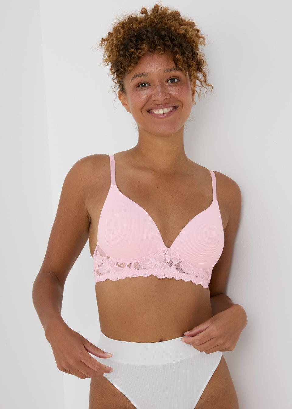 Pink And Black Plunge Bra