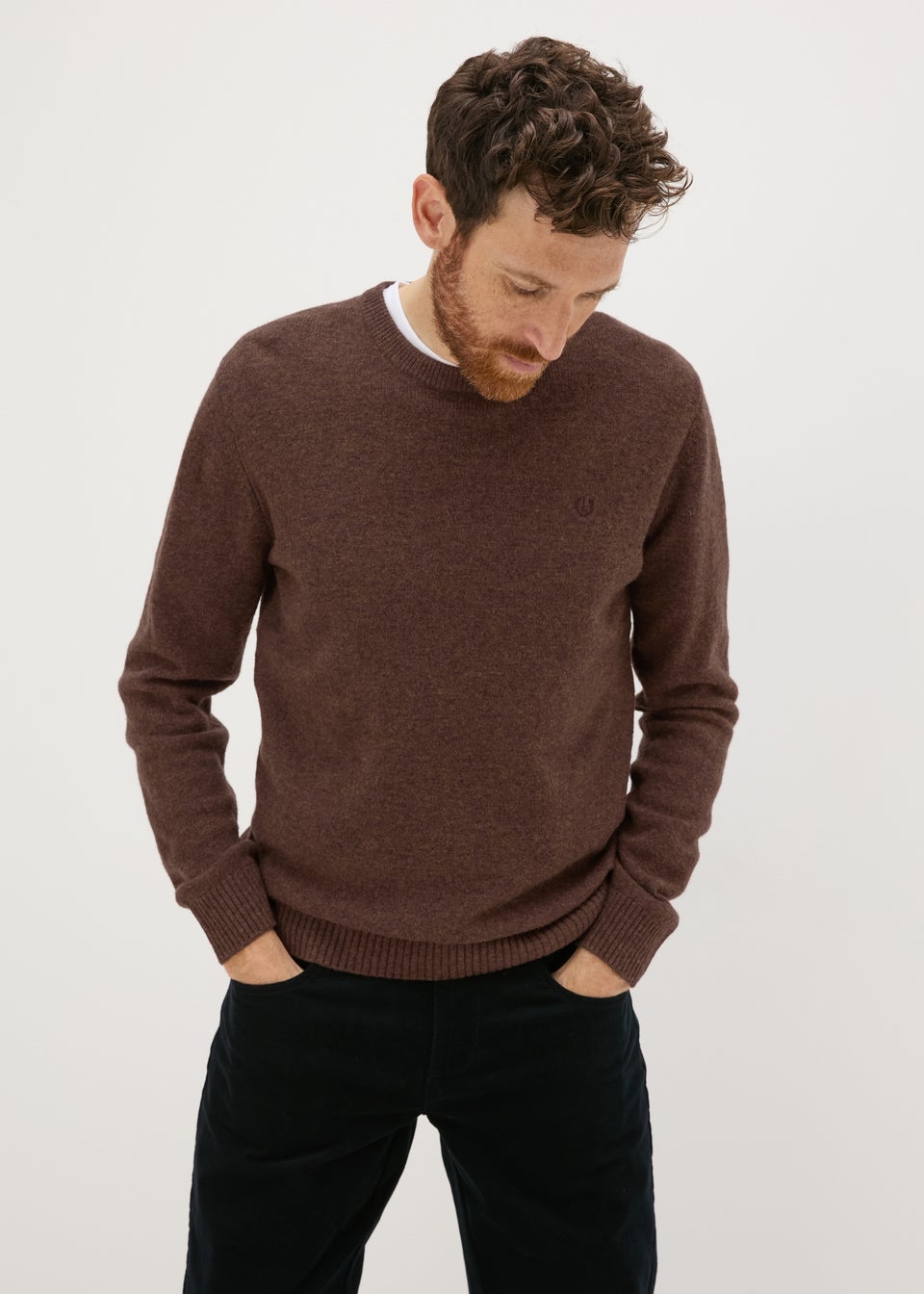 Lincoln Brown Lambswool Crew Neck Jumper Matalan