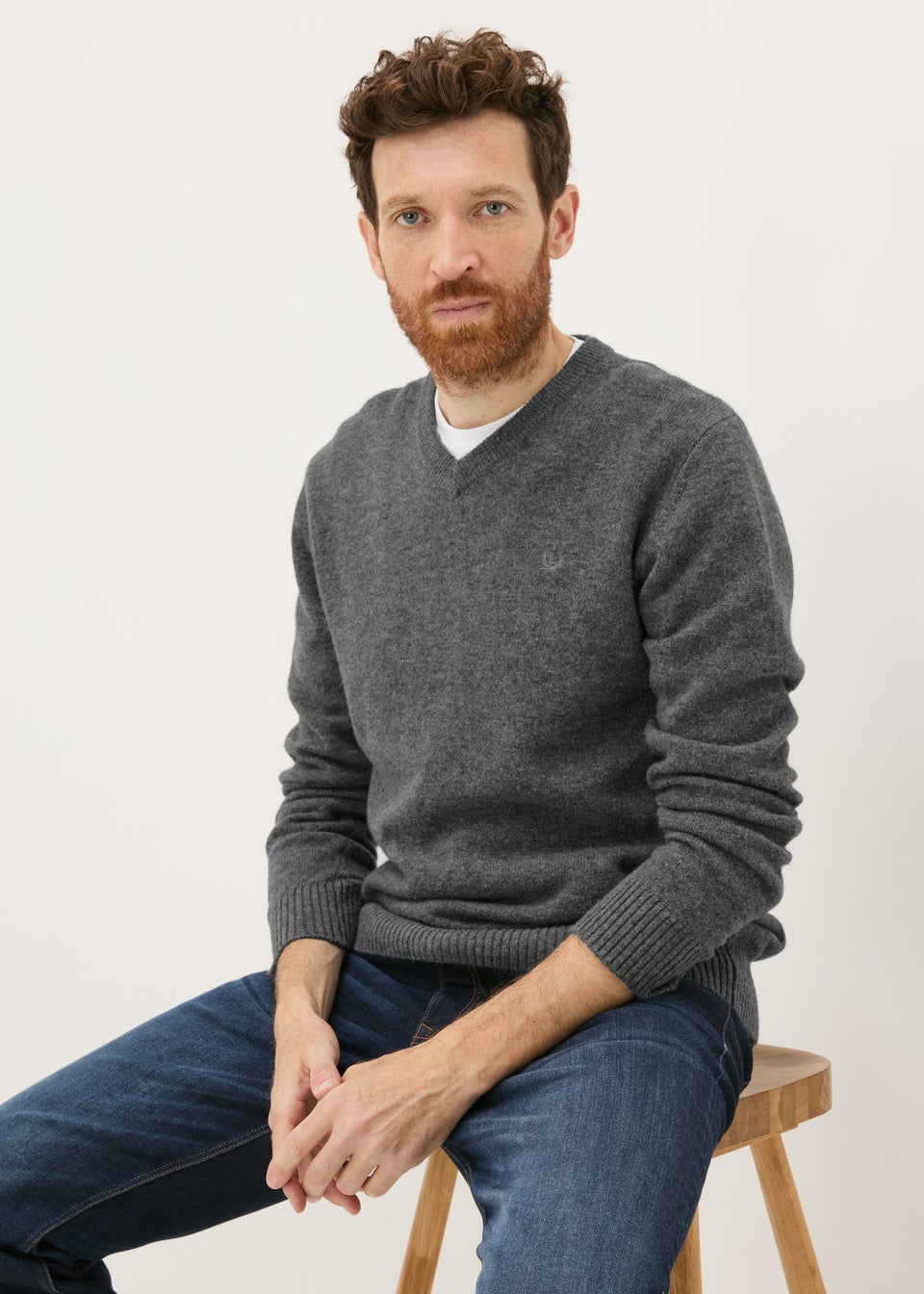 Lincoln Grey Lambswool V Neck Jumper Matalan