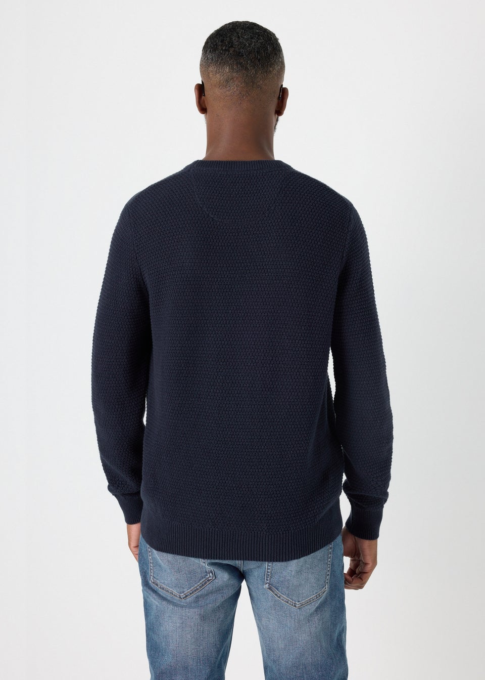 Navy knitted jumper on sale