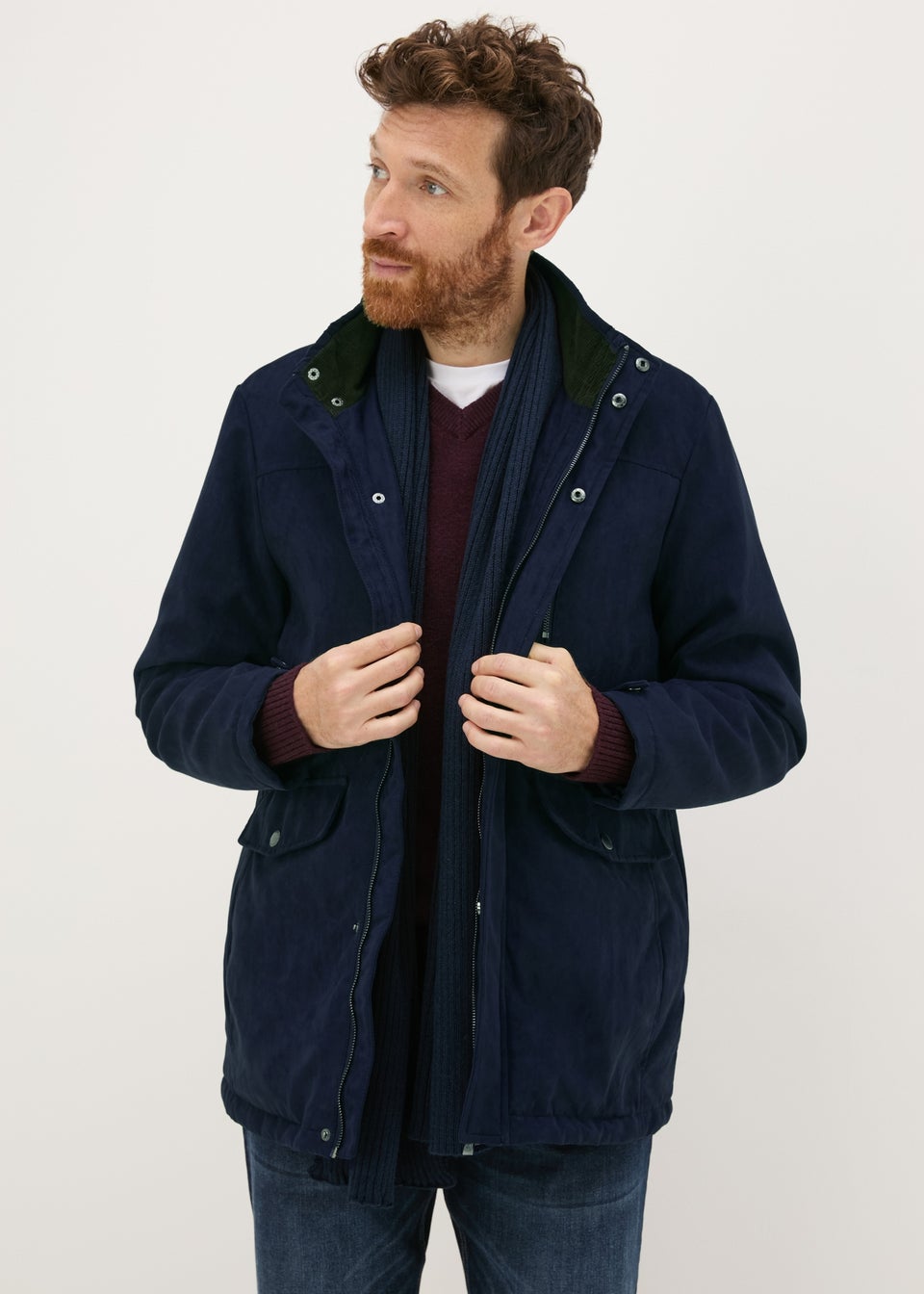 Lincoln Navy Faux Suede Jacket Matalan